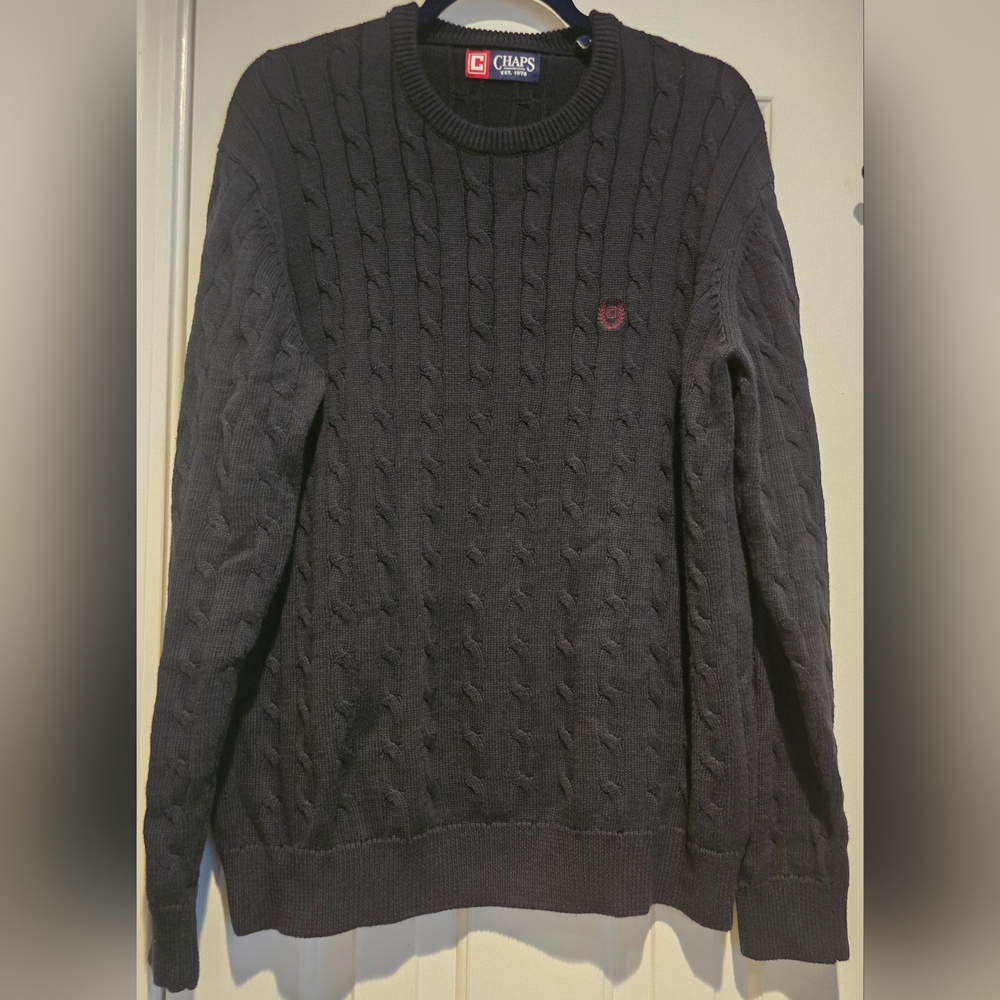 Men's Chaps North Coast Cable Knit Sweater. Navy Blue. Size Large.